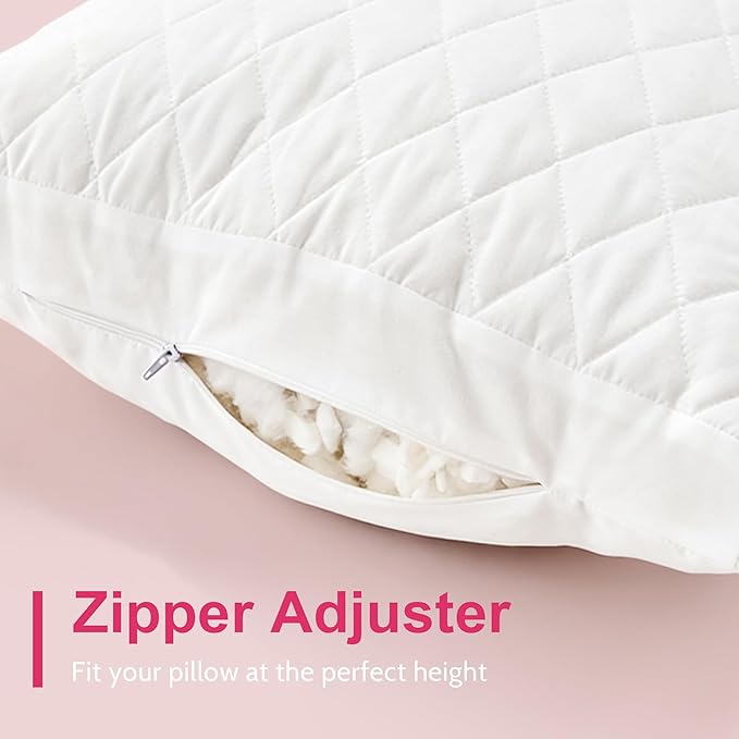 Memory Foam Pillows Queen Size Set of 2，Adjustable Bed Pillow with Gusseted for Sleeping，Medium Firm Pillows 2 Pack for Side, Back or Stomach Sleepers (20 x 30 in, White)