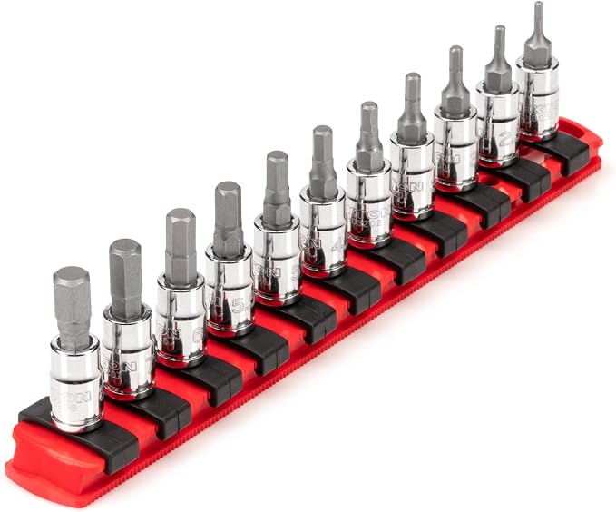 TEKTON 1/4 in Drive Hex Bit Socket Set with Rail, 11-Piece (2-8 mm) | SHB90106