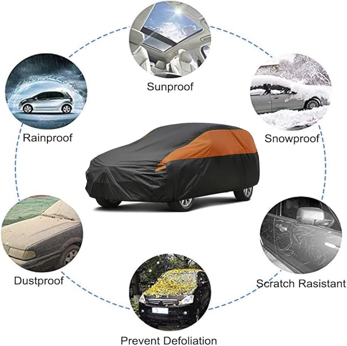 GUNHYI Hatchback Car Cover for Automobiles All Weather Waterproof, Universal Fit Kia Rio, Toyota Yaris, Mitsubishi Mirage, Chevrolet Bolt EV/Sonic, Mini Cooper 2-Door/4-Door etc.