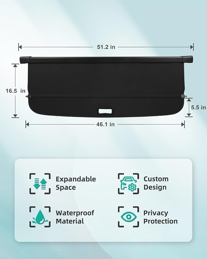 SCITOO Cargo Cover 2020-2024 Fit for Lincoln Aviator 3.0L Upgraded Retractable Rear Trunk Cover with Aluminum PVC&Plastic