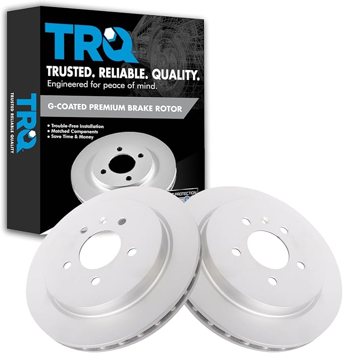 TRQ Rear Brake Rotor Set G Coated Vented Compatible with 2003-2007 Cadillac CTS 2003-2004 Seville 2005-2011 STS