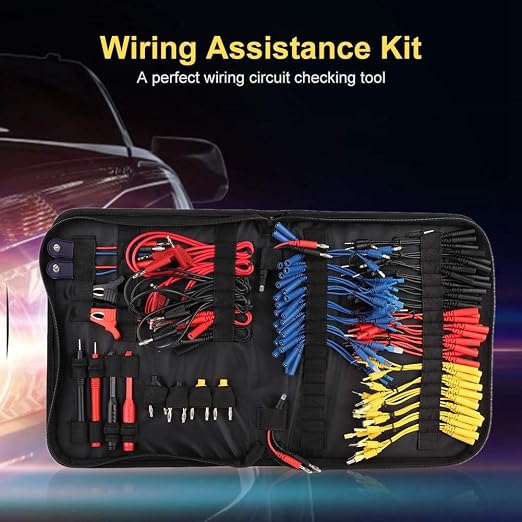 92Pcs Multifunction Automotive Circuit Test Leads Kit Diagnose Cables Wiring Accessories Kit with Carrying Bag Equipped with 2 Sets of LED Lights for European Japanese Made Terminals