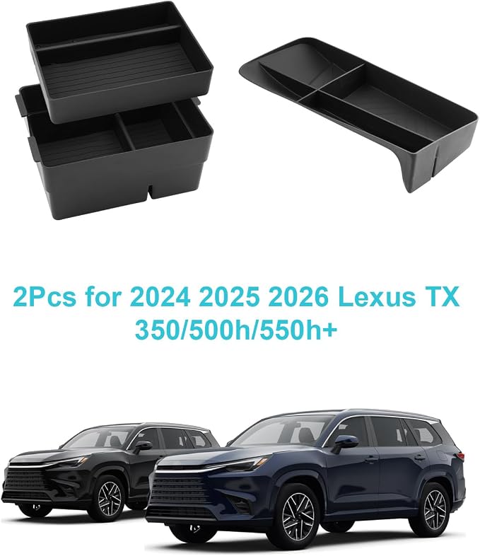 CDEFG 3Pcs for 2026 Lexus TX Center Console Organizer for 2024-2026 Lexus TX 350/500h/550h+ Accessories Middle Console Dual Trays Armrest Storage Box & Dashboard Storage Tray