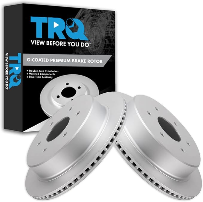 TRQ Rear Brake Rotor Set G Coated Vented Compatible with 2017-2023 Nissan Titan