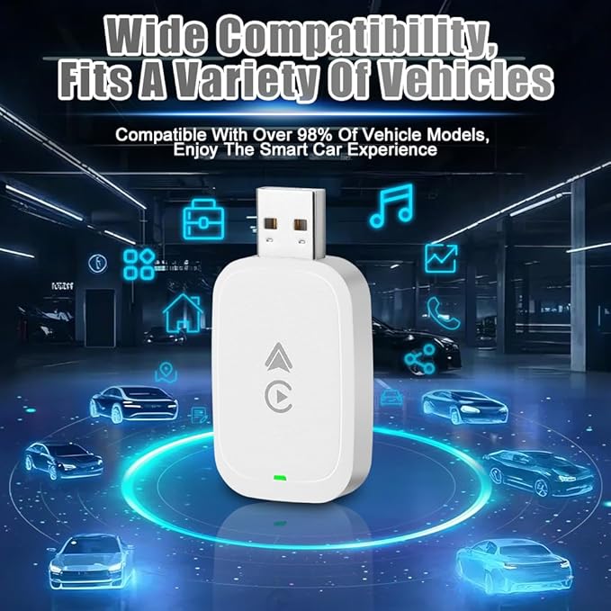 High Speed 5.0GHz CarPlay Adapter,U Disk Style, Fast Response Stable Connection, for iOS, with for Voice Assistant, OTA Online Upgrade Feature (White)