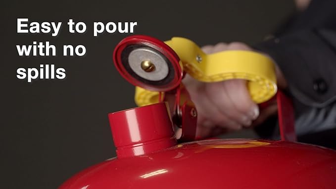Eagle 2.5 Gallon Type I Red Safety Gas Can for Gasoline with Flame Arrester, Self-Closing Lid, and F-15 Funnel, Made in the USA, Galvanized Steel Flammable Storage Can, UI25FS