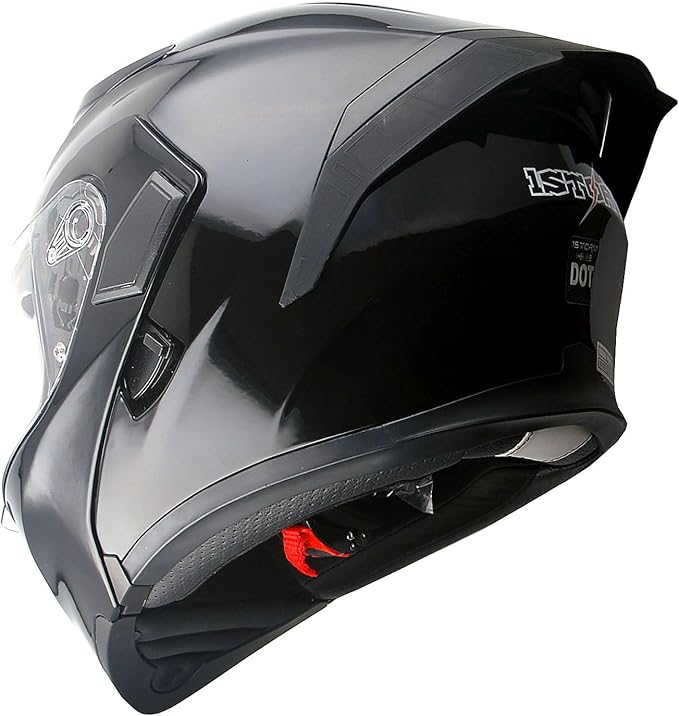 1Storm Motorcycle Modular Full Face Helmet Flip up Dual Visor Sun Shield: HB89 Glossy Black