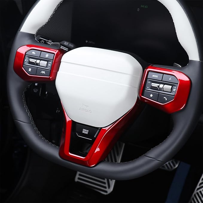 Car Steering Wheel Covers Steering Wheel Button Panel, Protection Frame Molding Trim, Steering Wheel Cover for KIA K4 GT 2024-2026 Accessories (Red)