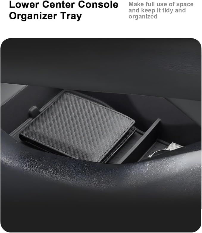ECOZEN Center Console Organizer Set For 2024-2026 Lincoln Nautilus - 2 Pcs Armrest Box Storage Tray + TPE Lower Center Console Organizer Tray For Lincoln Nautilus Hybrid 2024-2026 Accessories