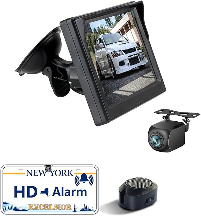 Alarm Sensor 1080P Backup Camera with 5 inch Monitor Rear View Reverse Camera Universal for Pickup Truck Car SUV 170 Degree Perfect Angle Night Vision IP69 Waterproof DLD5C