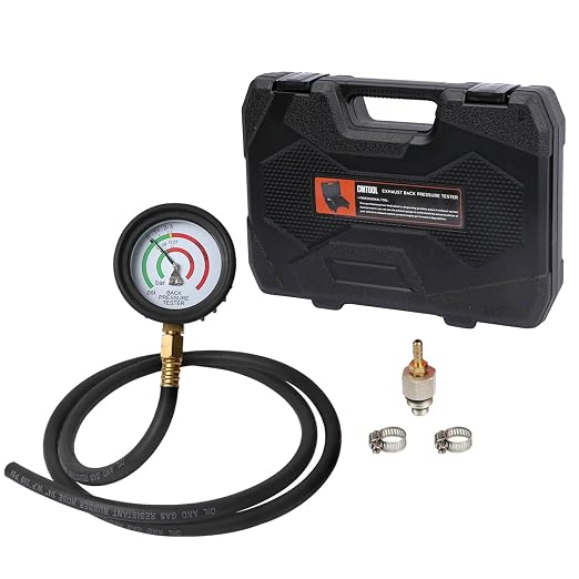 CMTOOL Exhaust Back Pressure Tester Kit with Carrying Case, Automotive Exhaust Back Pressure Gauge Set with 6-Foot Hose, Professional Car Diagnostic Test Tool with Adapter & 2 Hose Clamps