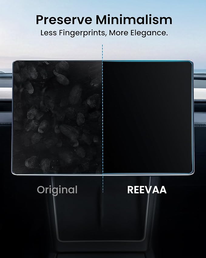 REEVAA 2025 Tesla Model Y Premium Screen Protector [Anti-Glare & No Fingerprint], 9H Aerospace Tempered Glass for 2025 Model Y Premium, with Alignment Frame, Matte, 15.4 Inch