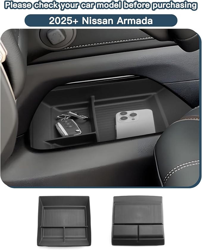 Ruiya 2025 2026 Armada Console Organizer for Nissan Armada 2026 Accessories TPE Material Lower Console Organizer Compatible with 2025 2026 Nissan Armada SV/SL/Platinum/Pro-4X/Platinum Reserve
