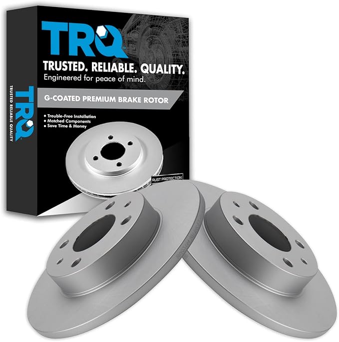 TRQ Rear Brake Rotor Set Solid G Coated Compatible with 2012-2019 Fiat 500