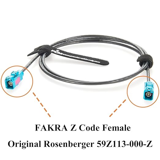Original Rosenberger 59Z113-000-Z FAKRA Z Female to Female RF Coaxial Cable 50 Ohm Vehicle Car GPS Antenna Extension Cable for ADAS, FPD-Link GMSL2 Camera, Satellite Radio, Infotainment (0.5M/1.64FT)