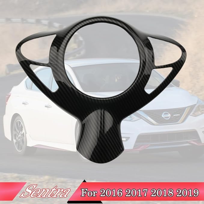 MUXEE Steering Wheel Button Frame,for Nissan Sentra 2016 2017 2018 2019 - ABS Carbon Fiber Sport Steering Wheel Frame Cover Steering Wheel Button Wrap Accessories