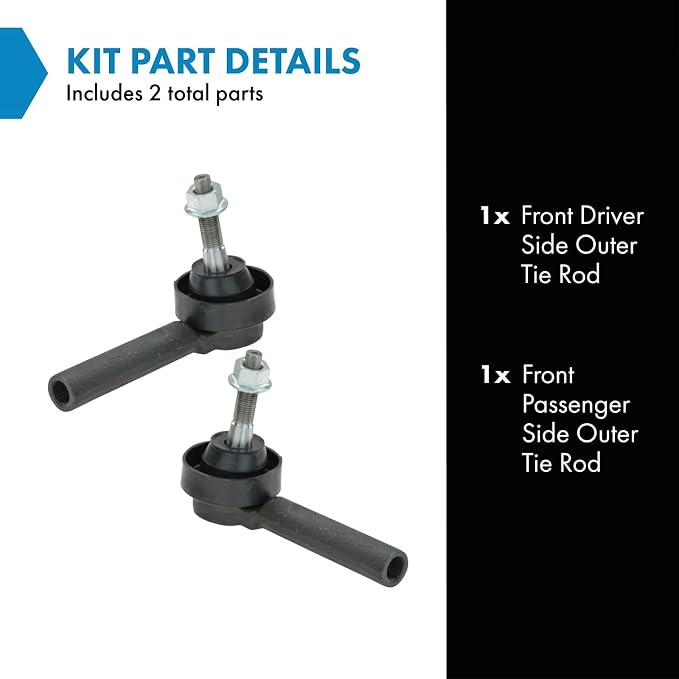 TRQ Front Outer Tie Rod Set 2 Piece Compatible with 2001-2004 Chrysler Town & Country 01-03 Voyager 01-04 Dodge Caravan 01-04 Grand Caravan