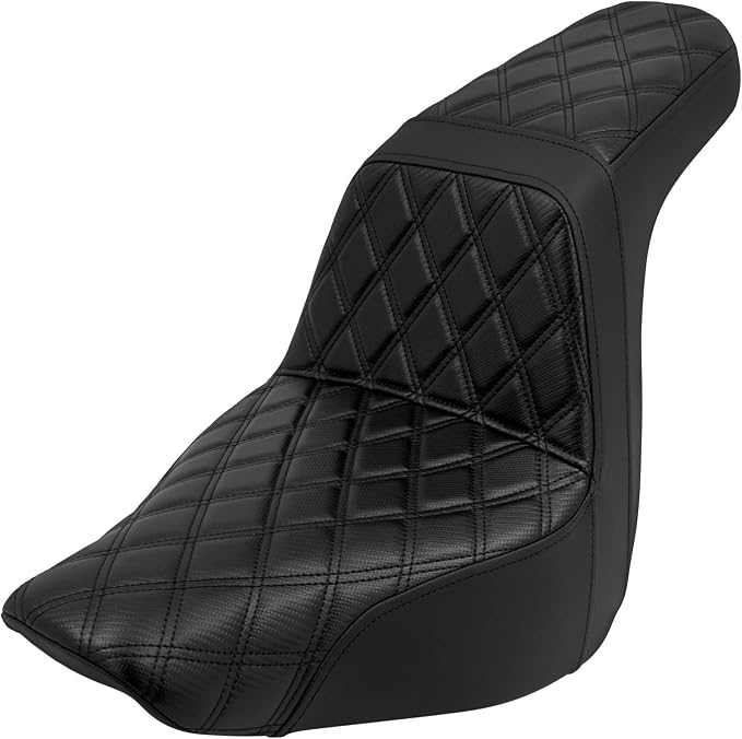 One-Piece Driver Passenger Seat Motorcycle 2-Up Seat Fit for Harley Sport Glide FLSB Low Rider FXLR FXLRS FXLRST 2018-later (Black Stitching)
