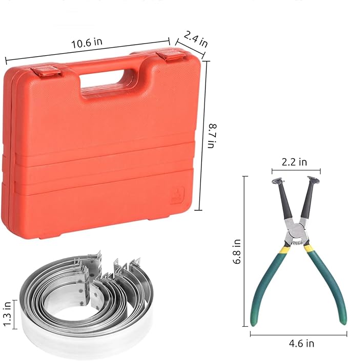 Automotive Engine Piston Ring Compressor Tool Set with Pliers and 14PCS Piston Rings (62-145mm/2.44-5.71in), MOTOCOCHE Piston Compressor Tool for Repairing Car Truck Auto Engine