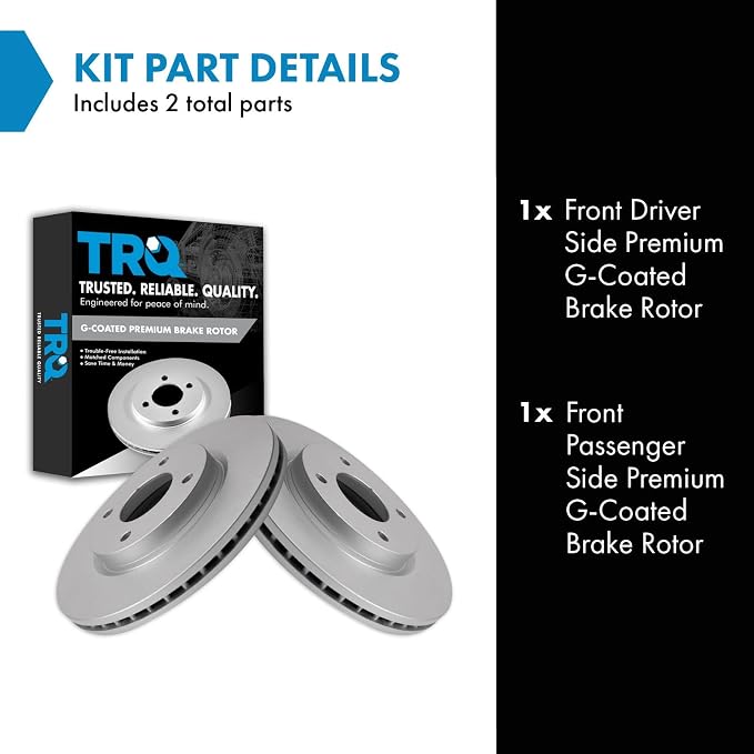 TRQ Front Brake Rotor Set G Coated Vented Compatible with 2009-2014 Nissan Cube 2007-2012 Sentra 2007-2012 Versa