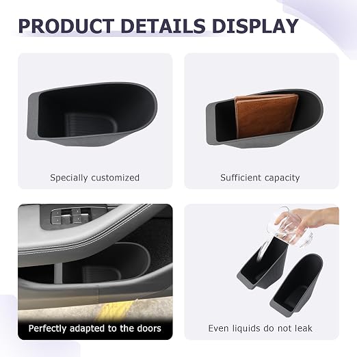 LUWU 2PCS Car Front Door Trash Can for Tesla Model 3 2026 2025 2024 2023, Side Door Storage Box Organizer Open-Top Design TPE Material Front Seat Garbage Can Bin for New Model 3 Accessories 2026