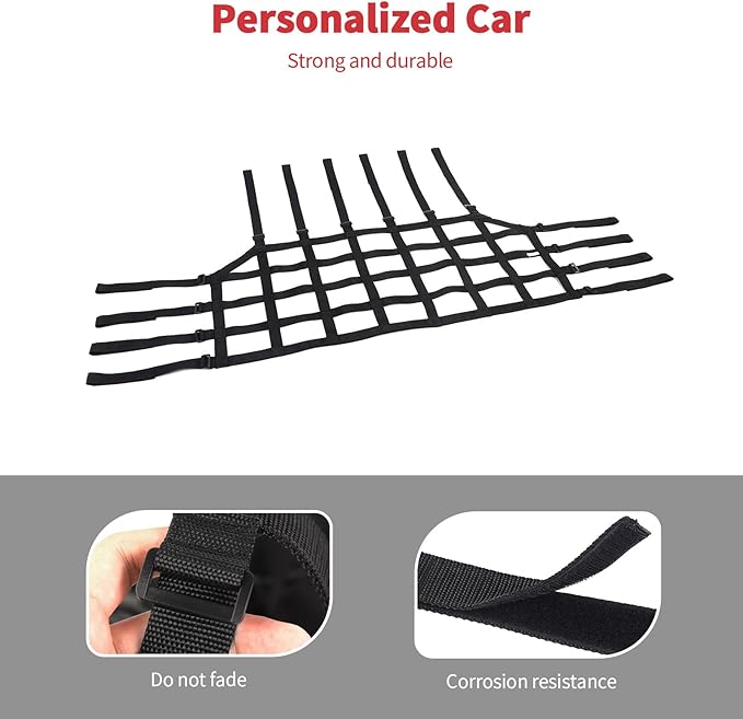 Linskip Heavy Duty Cargo Net Compatible with 2018-2025 Jeep Wrangler JL JLU 4XE 4Door, Trunk Divider Net for Jeep JL Exterior Accessories(Black)