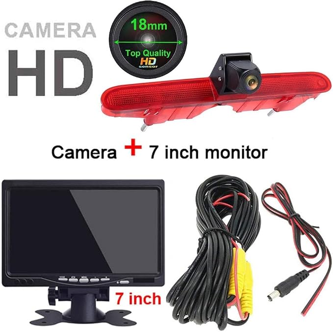 Third Roof Brake Lamp Car Backup Camera replacement for Toyota Proace City Verso Kasten MPV Fiat Citroen Berlingo Opel Combo Limousine X19 Tour Peugeot Partner Tepee Limousine Life K9 Rifter+7"Monitor