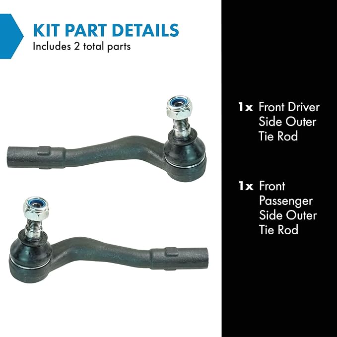 TRQ Outer Tie Rod Set 2 Piece Compatible with 02-07 MB C230, 03-05 MB C240 RWD, 01-02 C240, 03-05 C320 RWD, 01-02 C320, 06-07 C280 06-07 C350 Sport, C350