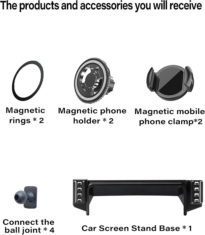 Magnetic Car Phone Mount for Ford Bronco Sport 2021-2024 Accessories, for MagSafe Strong Magnets Cell Phone Holder 8-Inch Touch Screen Cradles, with Portable Phone Gripper 360° Rotation