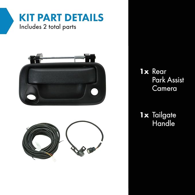 TRQ Rear View Camera Add On Kit w/Wiring Harness & Tailgate Handle Compatible with Ford