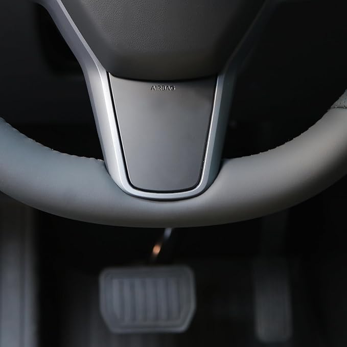 MEWANT DIY Hand Sew Black Artificial Leather Steering Wheel Cover Wrap for Tesla Model Y 2020-2023 Model 3 2017-2023