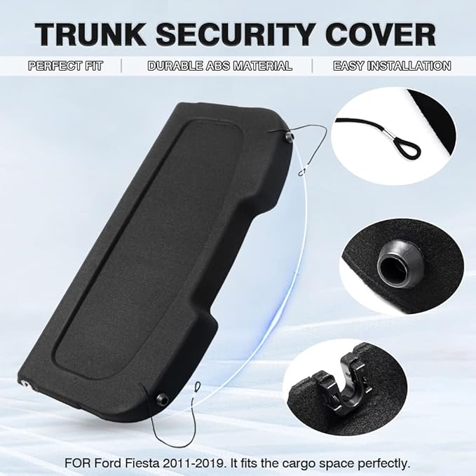Powerty Cargo Cover for 2011-2019 Ford Fiesta Hatchback Accessories,Trunk Cover Security Shield Shade Cover for Fiesta,Cargo Luggage Cover No Gap (Can Withstand Load)