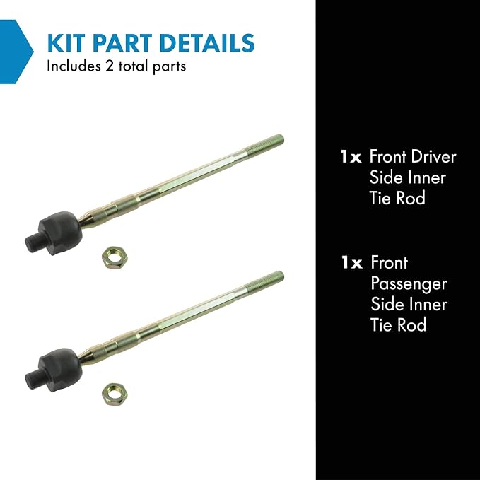 TRQ Front Inner Tie Rod Set 2 Piece Compatible with 1999-2003 Mazda Protege 02-03 Protege5