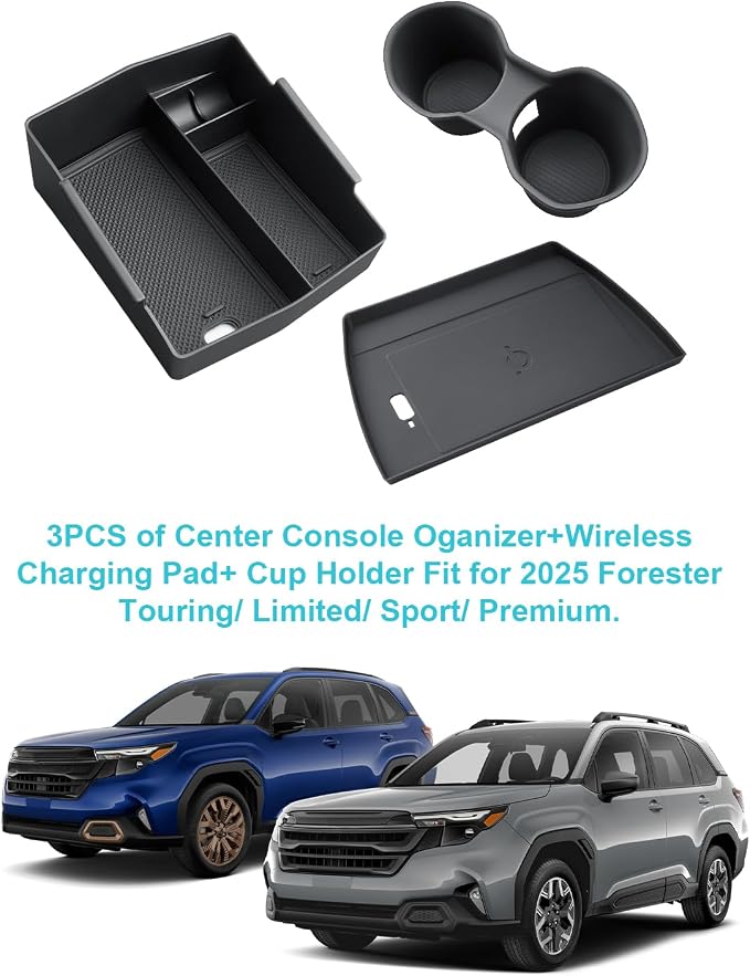 CDEFG for 2025 Subaru Forester Center Console Organizer, 2025 Subaru Forester Touring Limited Sport Premium Accessories Middle Console Armrest Storage Box (Not for 2025 Wilderness)
