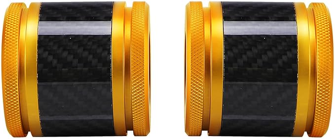 Crash Bar Sliders End Caps CNC Carbon Fiber Inlay Decorative Sliders Fits for 1.25" Front Engine Guard Rear Saddlebag Guard CNC 60mm (Gold)