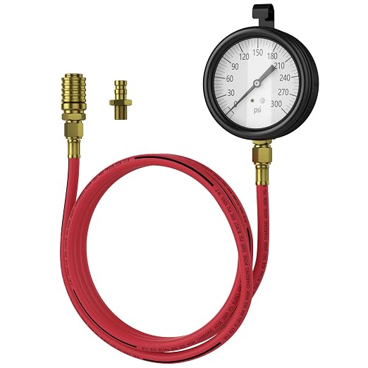 Moker TU-32-20 Compuchek Fuel Pressure Test Gauge, 0-300 PSI, Fits Cummins & Other Diesel Engines with Compuchek Ports, 6-Foot Hose for Road Testing