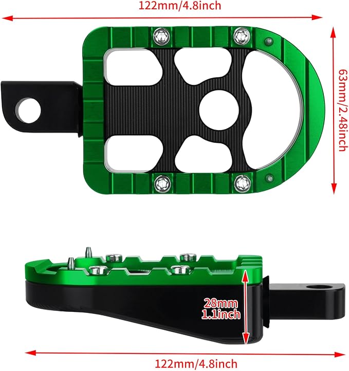 Motorcycle Floorboards Driver Passenger Footboards Wide Foot Pegs Board Pedal Compatible with Touring Electra Road Street Glide Softail Road King (Rear Floorboards-Green Edge)