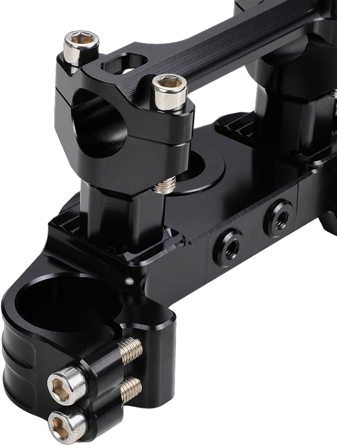 Triple Clamp with Risers Set for TTR 110 TTR110E TTR 110E 2008-2025, CNC Machined Aluminum Alloy | Handlebar Riser | Hard-Anodized | Direct Fit | Easy Installation Black