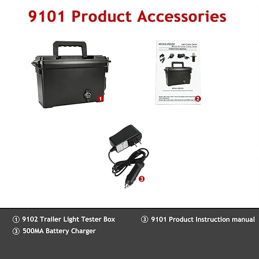 9102 Trailer Light Tester Box,Test Trailer Lighting and Brake Systems | 7 way round pin,(SAE J560),heavy duty,semi trailer light tester,RV,Trailer Wiring Tester,Avoid Blown Fuses