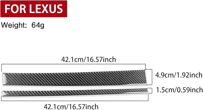 Soft Carbon Fiber Car Interior Passenger Storage Strip 2/Piece Decorative Sticker for Lexus RC300 350 200T 15-24 Carbon Fiber Interior Accessories