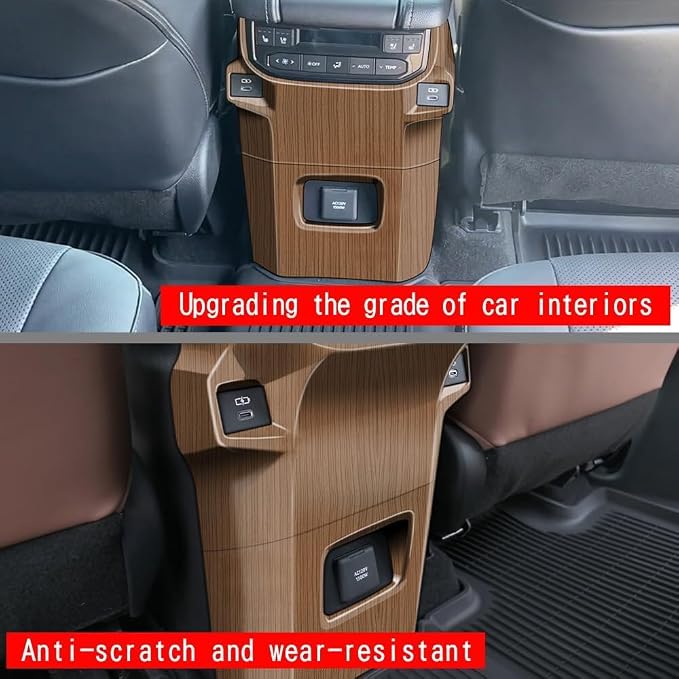 Rear Air Condition Vent Outlet Rear Defense Kick Outlet Compatible with Toyota Grand Highlander 2024 2025 2026 Fit for 2024-2026 Grand Highlander ABS Accessories(Wood Grain)