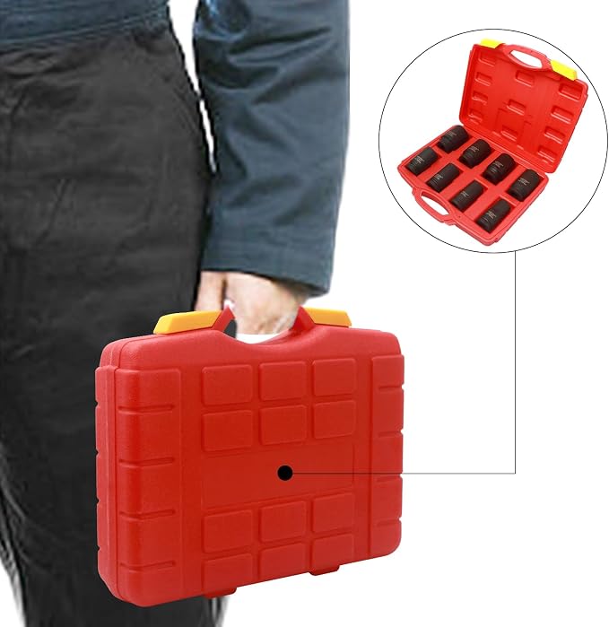 8-Piece 3/4” Drive Socket Sets with Case Metric 22, 24, 27, 30, 32, 36, 38, 41mm Deep Impact Socket Set