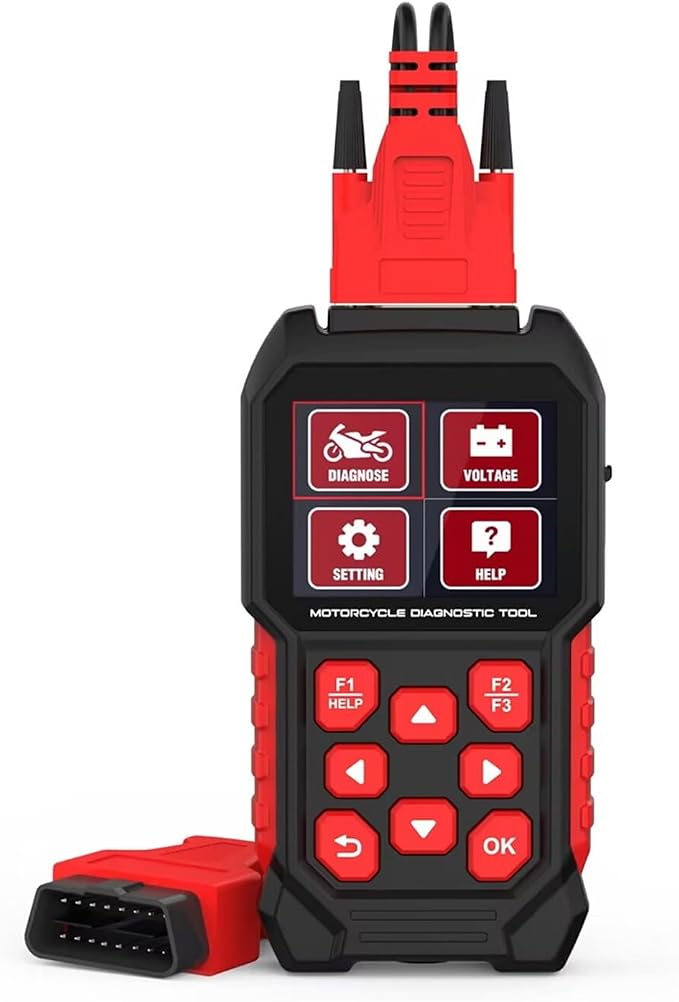 M4 Motorcycle Code Reader Scanner Diagnostic Tool for Suzuki 4-6P, Yamaha/Honda 4P, Kawasaki 1-6P, Gen IV 6P/PGO – Read/Clear Codes, Service Reset, ABS Bleed, OBD2, 17 Languages