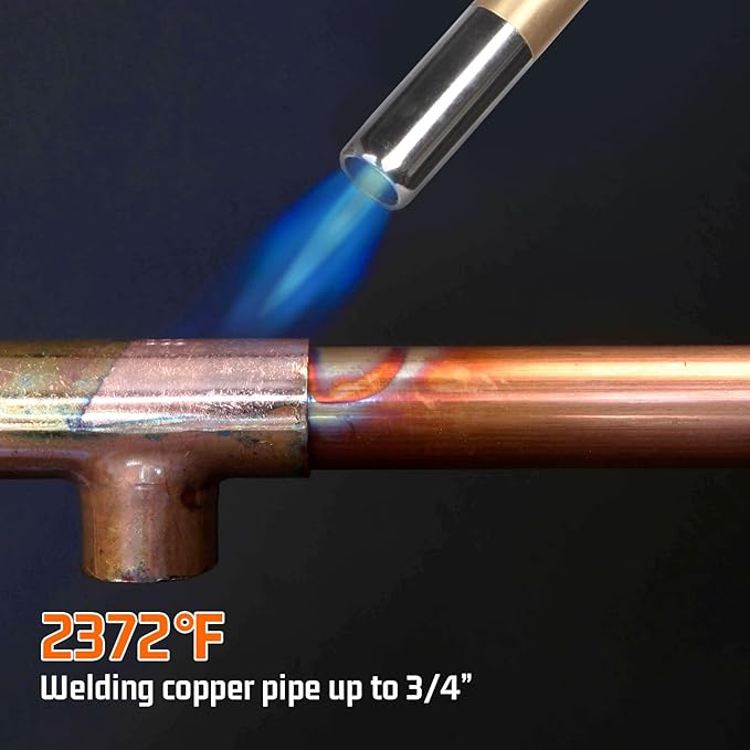 DOMINOX Propane Torch Head, High Intensity Torch Head Trigger Start Gas Torch, Map Gas Torch Kit for Propane, Map and Mapp Gas, Mapp Gas Torch for Soldering, Welding, Cooking (Not Included Gas Tank)