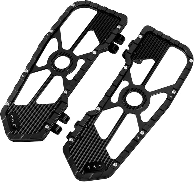 Motorcycle Floorboards Driver Footboards Wide Foot Pegs Board Pedal Compatible with Touring Electra Road Street Glide Softail Road King Black Edge