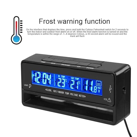 TS-7010V Digital LCD Auto Car Indoor/Outdoor Temperature Thermometer with Alarm Clock