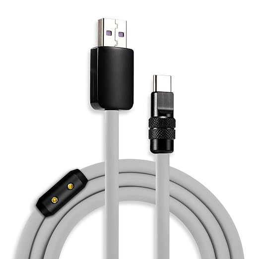 chubbycable Black Chubby Pro - Samurai Cable 120W USB-C Cable Silicone Fast Charging USB C Charger Cord Compatible with iPhone 17-15 Series iPad Galaxy Series, Gray, USB-A to Type-C, 3.3FT