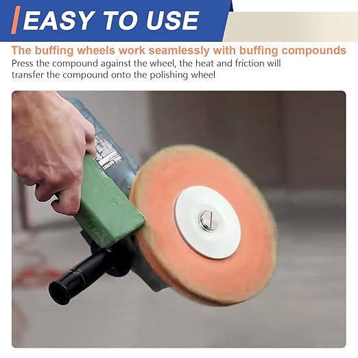 8" Orange Airway Buffing Wheel 5/8'' Arbor Hole 12 Plys Medium Polishing for Angle Grinder 1PCS 8 Inch Polishing Wheel