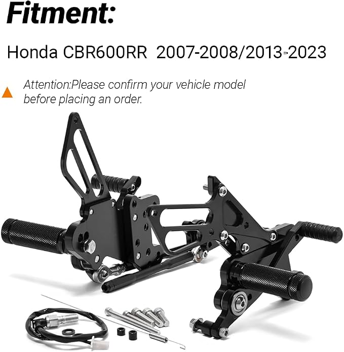 Rearsets For Honda CBR 600RR 07 08 13-23 Adjustable Rear Sets | Foot Pegs Made of CNC Aluminum alloy, Multi-position Adjustable, Non-slip foot peg surface