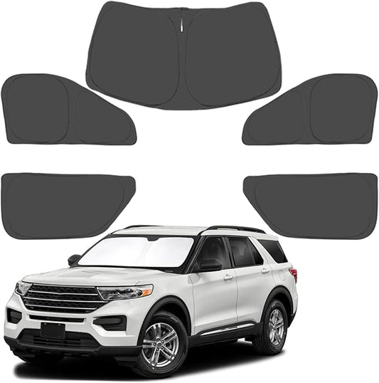 Window Sun Shades for Ford Explorer 2020-2025, Custom Fit, Front Windshield & 4 Side Shades Windows for Max UV Protection, Heat Reduction & Privacy